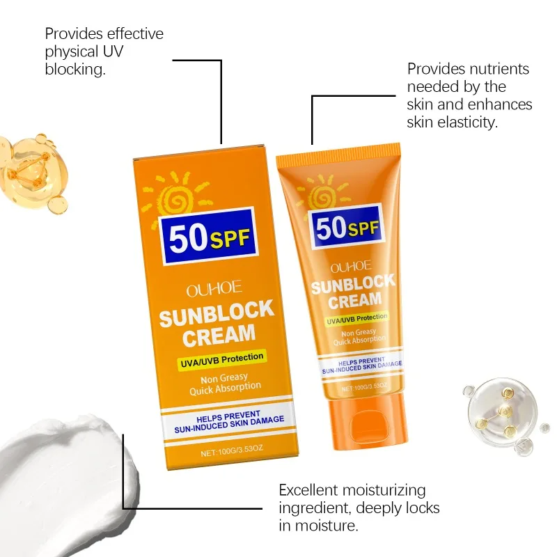 SPF50 Moisturizing Sunscreen Lotion for Face & Body – Refreshing, Lightweight Sunblock for Daily Skin Protection and Repair