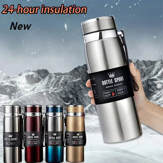 800ML Double Wall Stainles Steel Water Bottle Thermos Bottle Keep Hot and Cold Insulated Vacuum Flask for Sport