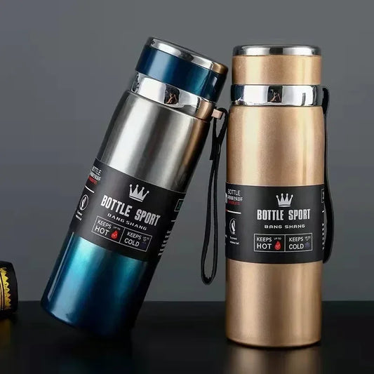 800ML Double Wall Stainles Steel Water Bottle Thermos Bottle Keep Hot and Cold Insulated Vacuum Flask for Sport