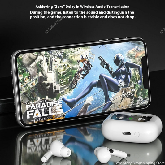 LCD Screen Earphones ANC True Wireless Earbuds Bluetooth TWS In-Ear Headphones HiFi Stereo Sport Headsets With Mic