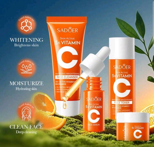 🌟 SADOER 5x Vitamin C Brightening Skincare Set – Complete Glow Routine! 🌟
